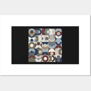 Geometric Retro Vintage Abstract Pattern Woodland Posters and Art